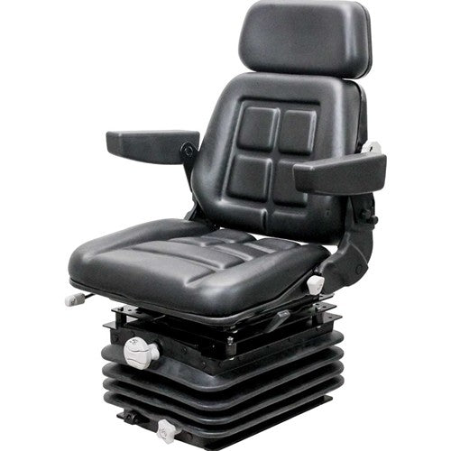 Allis Chalmers 7000 Series Tractor Replacement Seat & Mechanical Suspension - Fits Various Models - Black Vinyl