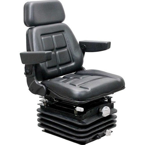 Allis Chalmers 7000 Series Tractor Replacement Seat & Mechanical Suspension - Fits Various Models - Black Vinyl