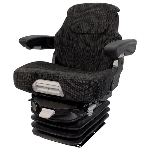 Allis Chalmers 7000 Series Tractor Replacement Seat & Air Suspension - Fits Various Models - Black/Gray Cloth