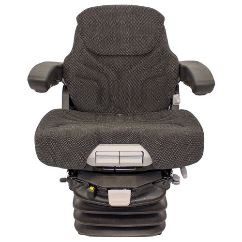 Allis Chalmers 7000 Series Tractor Replacement Seat & Air Suspension - Fits Various Models - Black/Gray Cloth