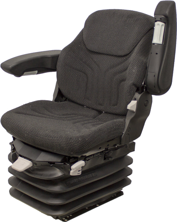 AGCO/AGCO White Tractor Replacement Seat & Air Suspension - Fits Various Models - Black/Gray Cloth