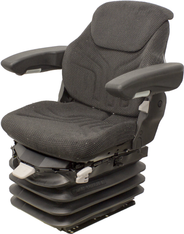 AGCO/AGCO White Tractor Replacement Seat & Air Suspension - Fits Various Models - Black/Gray Cloth