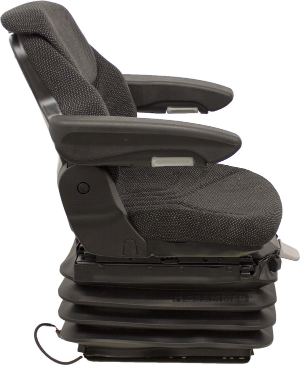 AGCO/AGCO White Tractor Replacement Seat & Air Suspension - Fits Various Models - Black/Gray Cloth