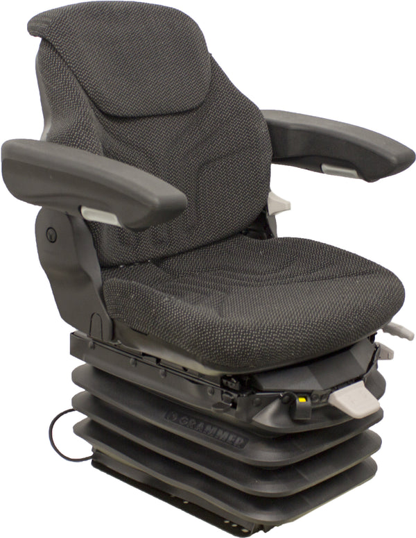 AGCO/AGCO White Tractor Replacement Seat & Air Suspension - Fits Various Models - Black/Gray Cloth