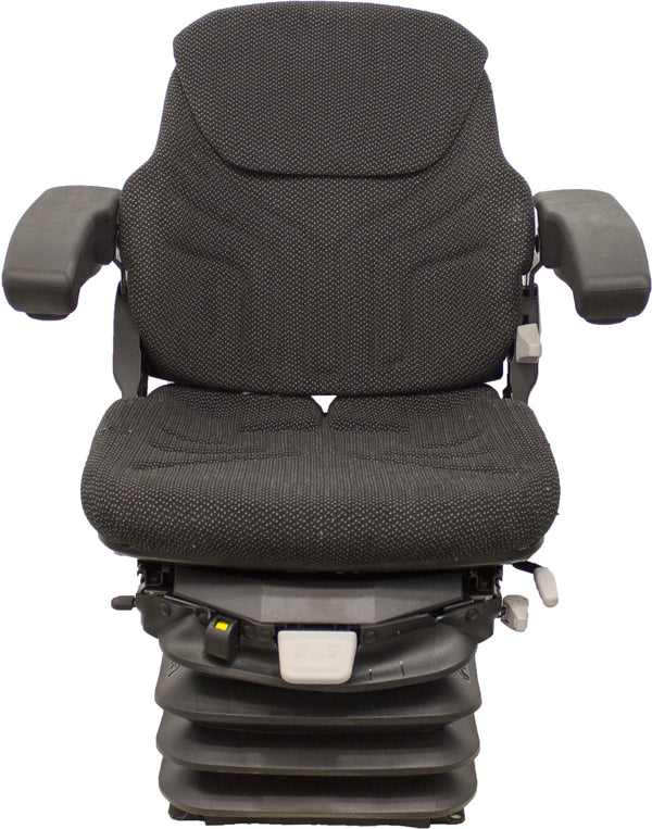 AGCO/AGCO White Tractor Replacement Seat & Air Suspension - Fits Various Models - Black/Gray Cloth