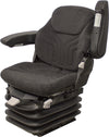 Deutz-Allis Tractor Replacement Seat & Air Suspension - Fits Various Models - Black/Gray Cloth