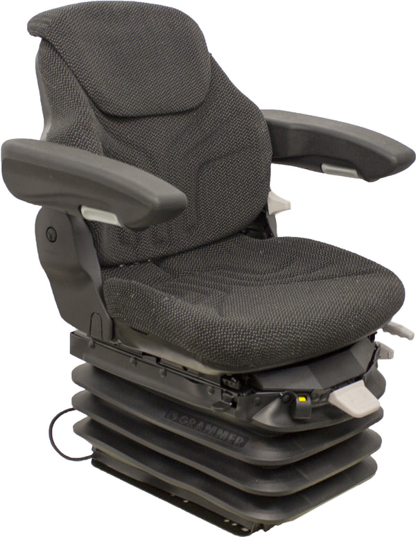 Ford/New Holland Tractor Seat & Air Suspension - Fits Various Models - Black/Gray Cloth
