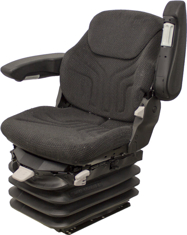 McCormick Tractor Seat & Air Suspension - Fits Various Models - Black/Gray Cloth