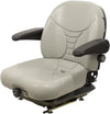 Dixie Chopper Lawn Mower Replacement Seat & Mechanical Suspension w/Arms - Fits Various Models - Gray Vinyl