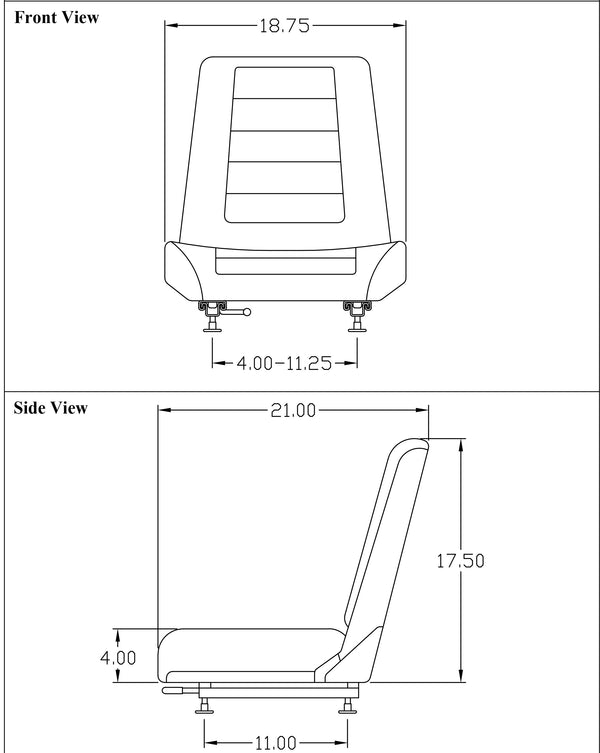 Terramite T5C Loader/Backhoe Replacement Seat Assembly - Black Vinyl