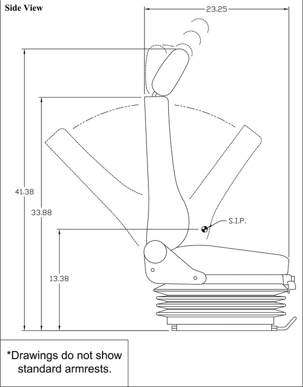 Caterpillar Excavator Seat & Air Suspension - Fits Various Models - Black Cloth