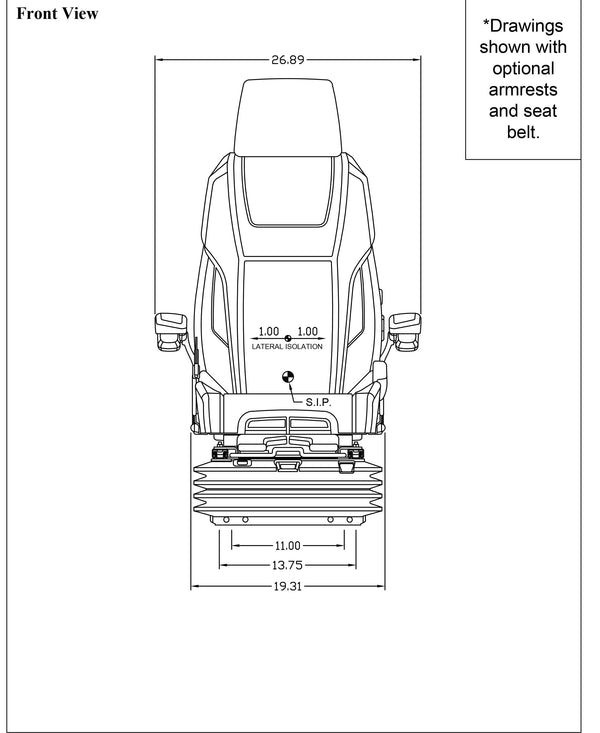 Caterpillar Rigid Dump Truck Replacement Seat & Air Suspension - Fits Various Models - Gray Cloth