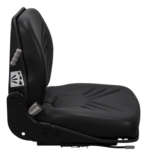 Taylor-Dunn Tow Tractor Replacement Seat & Semi-Suspension - Fits Various Models - Black Vinyl