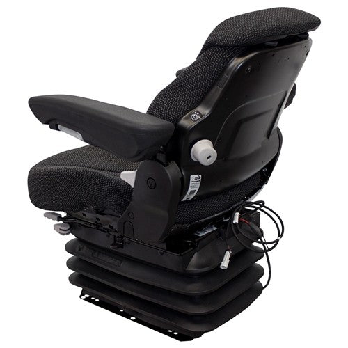 Ford/New Holland Tractor Seat & Air Suspension - Fits Various Models - Black/Gray Cloth