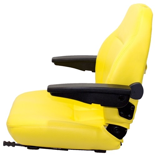 John Deere Compactor Replacement Seat Assembly w/Arms - Fits Various Models - Yellow Vinyl