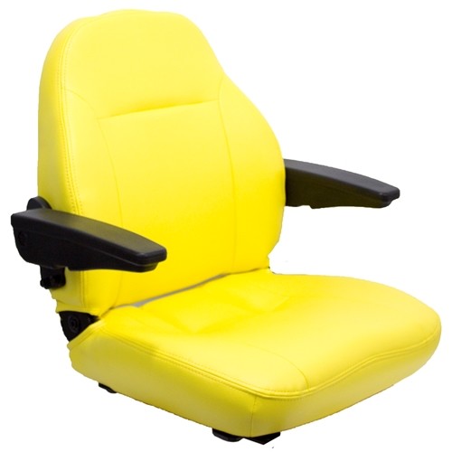 John Deere Compactor Replacement Seat Assembly w/Arms - Fits Various Models - Yellow Vinyl