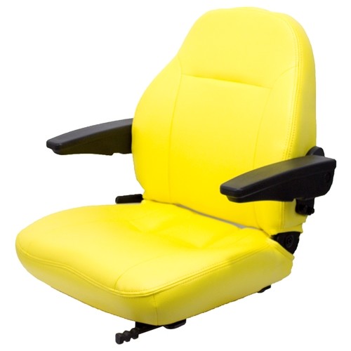 Case Excavator Seat Assembly w/Arms - Fits Various Models - Yellow Vinyl