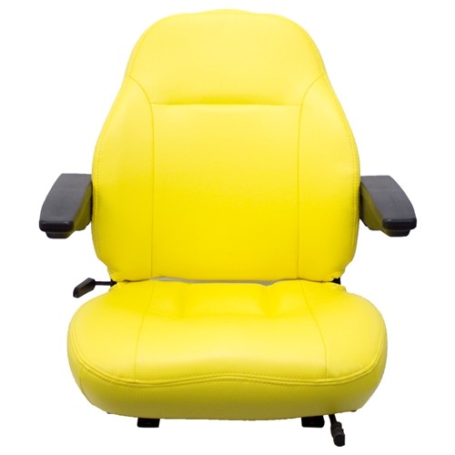 Case Excavator Replacement Seat Assembly w/Arms - Fits Various Models - Yellow Vinyl