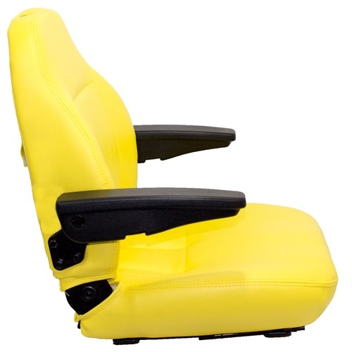 Caterpillar Excavator Seat Assembly w/Arms - Fits Various Models - Yellow Vinyl