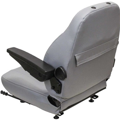 Ford/New Holland Tractor Seat Assembly w/Arms - Fits Various Models - Gray Vinyl
