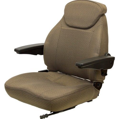 Case Excavator Seat Assembly - Fits Various Models - Brown Cloth