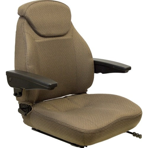 Case Wheel Loader Replacement Seat Assembly - Fits Various Models - Brown Cloth