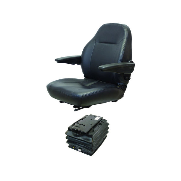 International Harvester 656-686 Series Tractor Replacement Seat & Air Suspension - Fits Various Models - Black Vinyl