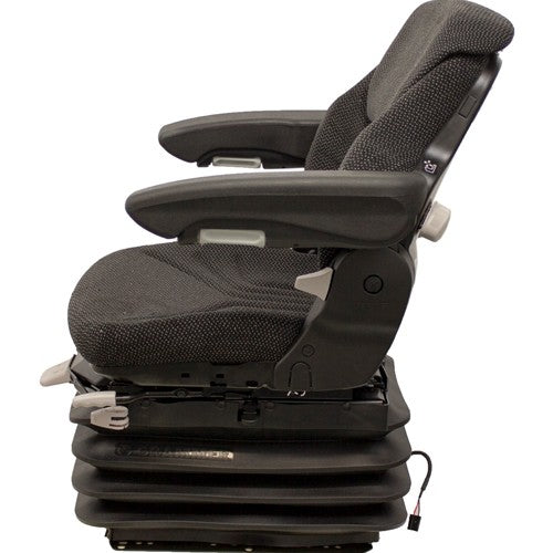 International Harvester 86-88 Series Tractor Replacement Seat & Air Suspension - Fits Various Models - Black/Gray Cloth