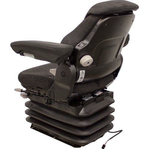 International Harvester 86-88 Series Tractor Replacement Seat & Air Suspension - Fits Various Models - Black/Gray Cloth