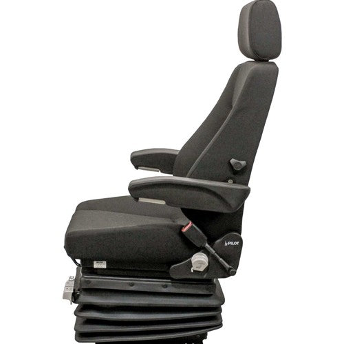 Case CX-D Series Excavator Replacement Seat & Mechanical Suspension - Fits Various Models - Black Cloth