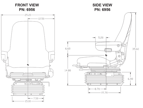 Case F Series Wheel Loader Replacement Seat & Air Suspension - Fits Various Models - Gray Cloth