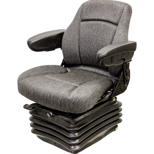 Case F Series Wheel Loader Seat & Air Suspension - Fits Various Models - Gray Cloth