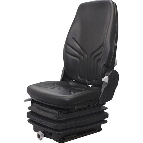 Case F Series Wheel Loader Seat & Mechanical Suspension - Fits Various Models - Black Vinyl