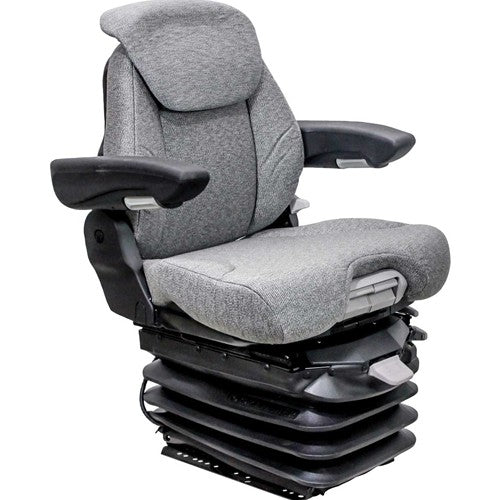 Case IH 5100-5200 Series Maxxum Tractor Replacement Seat & Air Suspension - Fits Various Models - Gray Cloth