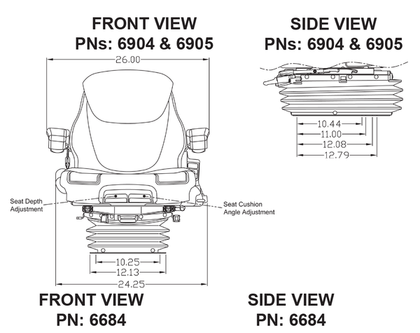 Case IH 71-89 Magnum/Steiger 9200-9300 Series Tractor Replacement Seat & Air Suspension - Fits Various Models - Gray Cloth