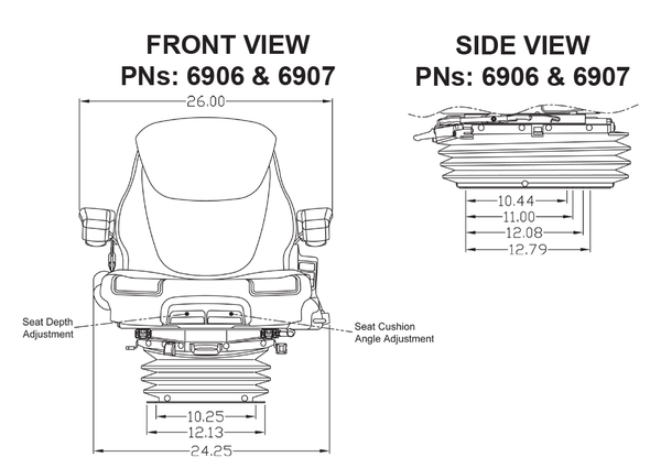 Case IH 9100 Series/Steiger Series Tractor Replacement Seat & Air Suspension - Fits Various Models - Gray Cloth