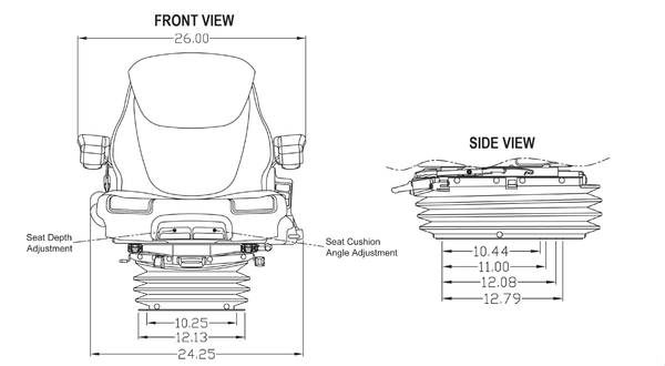 Case IH CX-MX-MX Maxxum Series Tractor Replacement Seat & Air Suspension - Fits Various Models - Gray Cloth