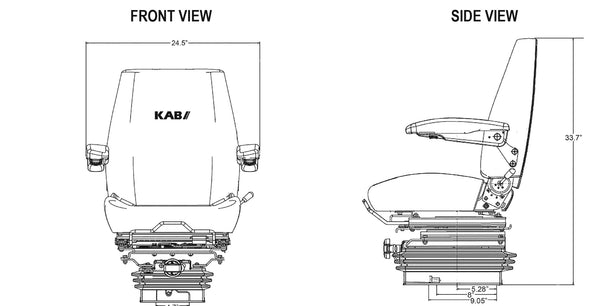 Caterpillar 416-450 Series Loader/Backhoe Replacement Seat & Mechanical Suspension Kit - Fits Various Models - Gray Cloth