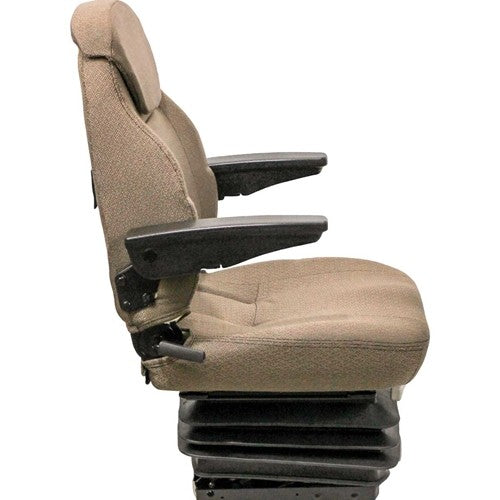 John Deere 30 Early Series Tractor Replacement Seat & Mechanical Suspension - Fits Various Models - Brown Cloth