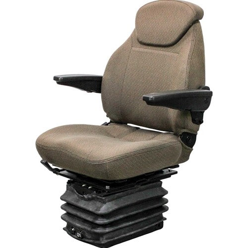 John Deere 30-55 Hydraulic Series Tractor Replacement Seat & Air Suspension - Fits Various Models - Brown Cloth