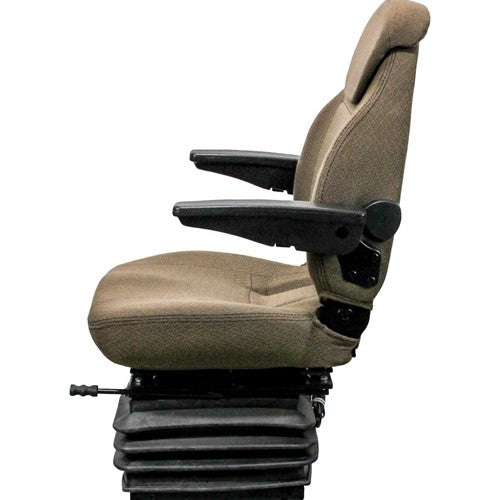 John Deere 30-55 Hydraulic Series Tractor Replacement Seat & Air Suspension - Fits Various Models - Brown Cloth