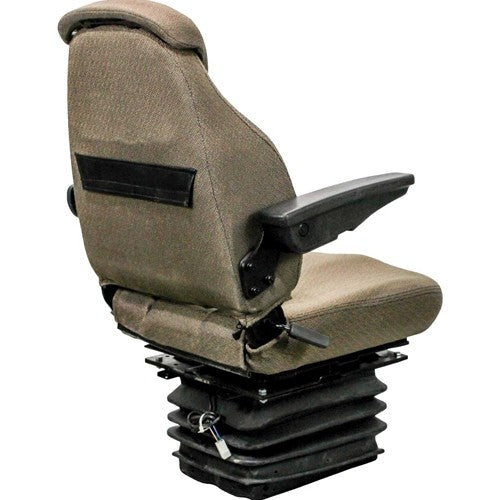 John Deere 30-55 Hydraulic Series Tractor Replacement Seat & Air Suspension - Fits Various Models - Brown Cloth