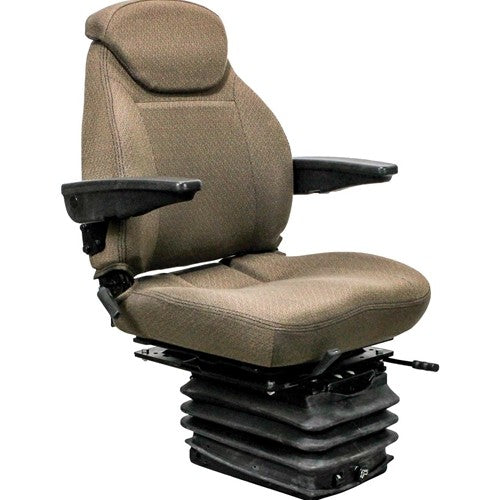 John Deere 30-55 Hydraulic Series Tractor Replacement Seat & Air Suspension - Fits Various Models - Brown Cloth