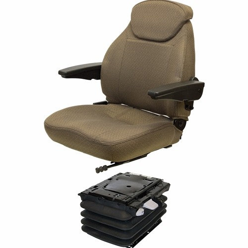 John Deere 5E Series Tractor Replacement Seat & Air Suspension - Fits Various Models - Brown Cloth