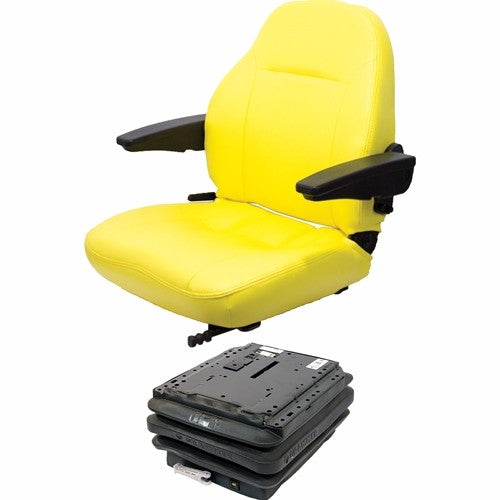 John Deere 5E Series Tractor Replacement Seat & Mechanical Suspension - Fits Various Models - Yellow Vinyl