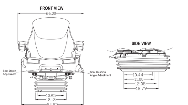 John Deere 7000-7010-7020-7030 Series Tractor Replacement Seat & Air Suspension - Fits Various Models - Brown Cloth