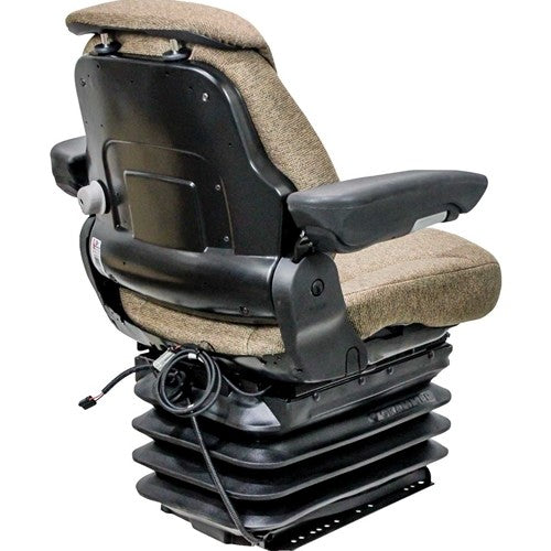 John Deere 7020-7030 w/IVT 8000-8010-8020-8030-9000-9020-9030 Tractor Replacement Seat & Air Suspension - Fits Various Models - Brown Cloth