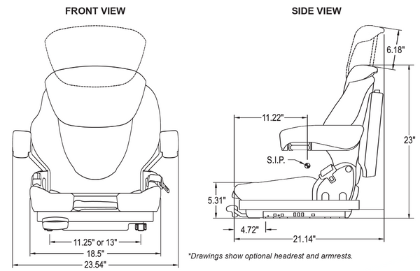 Kubota ZD-ZP Series Tractor Replacement Seat & Air Suspension Kit - Fits Various Models - Black Vinyl