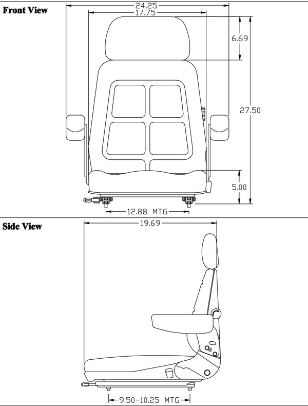 Case IH 71 Series Magnum Replacement Tractor Seat Assembly - Fits Various Models - Gray Cloth