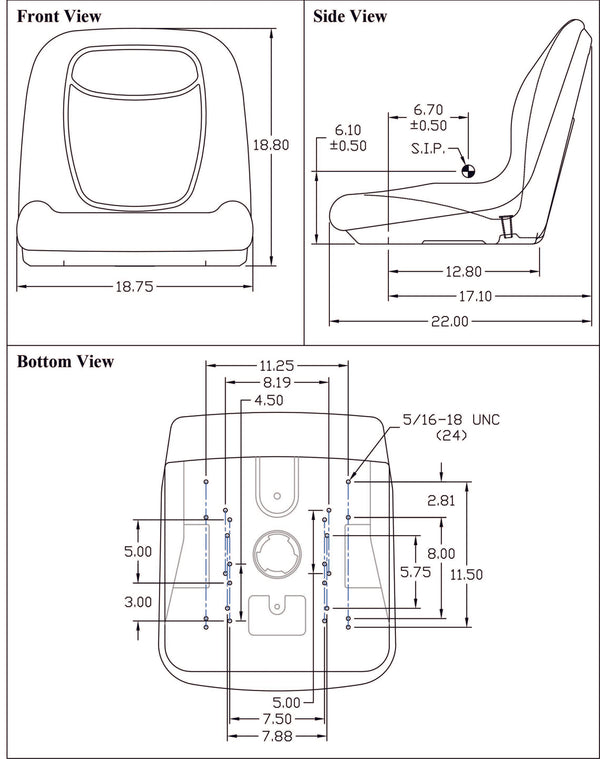 John Deere 850 Compact Series Tractor Replacement Bucket Seat Kit - Fits Various Models - Yellow Vinyl